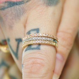 Tri color Swarovski stack rings